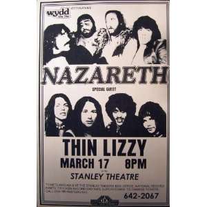  Nazareth w/ Thin Lizzy Stanley Theatre Concert Sheet 11 X 