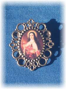 BRONZE   St Therese Vintage Style Large Brooch / Pin NICE !  