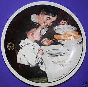 Norman Rockwell 1989 Mothers Day Plate Sunday Dinner  