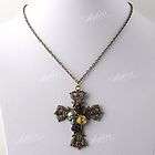 vintage bronze crystal skull rose cross bead chain neck buy