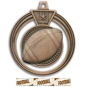   Custom Football Medals BRONZE MEDAL/DELUXE Custom Football RIBBON 2.5
