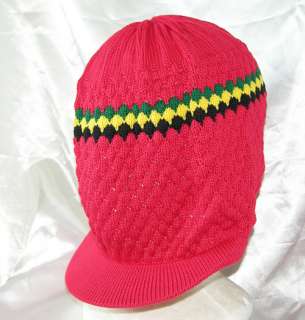Plain Beanie Stretch Beret Rasta Hat Red Jamaica Cap  