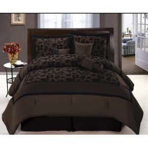   Comforter Set Bed In A Bag Queen Coffee Brown/Black: Home & Kitchen