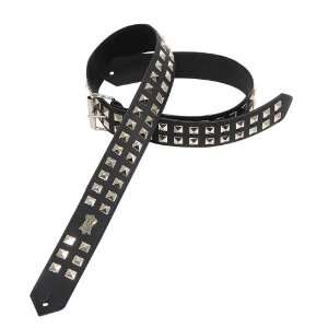   Leather Guitar Strap with Metal Studs,Black: Musical Instruments