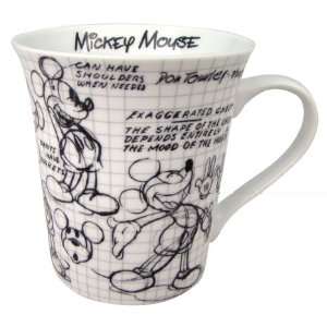  Walt Disney Mickey Mouse Sketch Mug   Porcelain Cup Featuring Black 