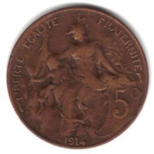  1914 France 5 Centimes Coin KM#842: Everything Else