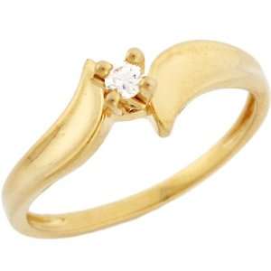    10k Solid Yellow Gold Diamond Solitaire Promise Ring: Jewelry