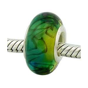  Slush Puppy Green Bead .925 Silver Murano Glass Charm for 
