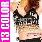 belly dance costume gold coin bra halter top 13 color  