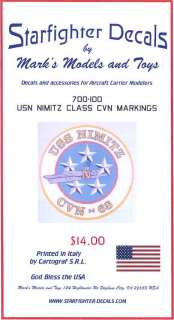 Starfighter Decals 1/700 U.S.S. NIMITZ CLASS AIRCRAFT CARRIER MARKINGS 