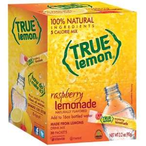 True Lemon 100% Natural Raspberry Lemonade Drink Mix 30 Packets 
