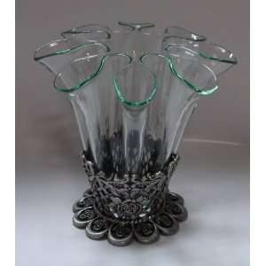 Cast Metal Basket w/Fluted Vase   Overall Height 4¼  
