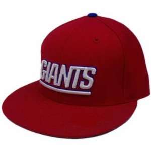   GIANTS FLAT BILL FITTED 7 3/4 RED THROWBACK LOGO MITCHELL NESS HAT CAP