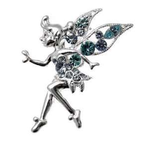  Acosta   Blue Crystal Tinkerbell   Fairy Brooch: Jewelry
