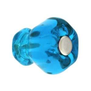  Small Hexagonal Peacock Blue Glass Cabinet Knob With 