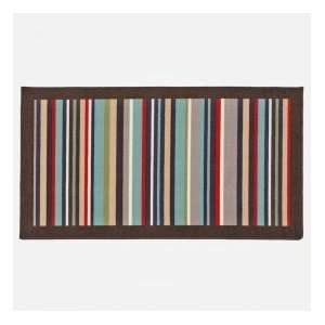  Accent Rug Brown Blue Green Gray Red Stripes Mat 26x45
