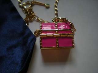 Disney Couture Tinkerbell Pink Treasure Chest Necklace Rare & Retired 