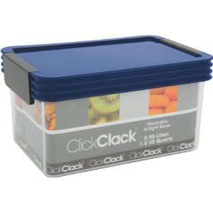  Clickclack Airtight Storer 1 Quart Container, Blue Lid 