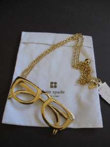 Kate Spade Hang in There Glasses Pendant Large Necklace NWT  