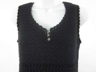 BIANCA Black Crochet Sleeveless Top Sz 40  