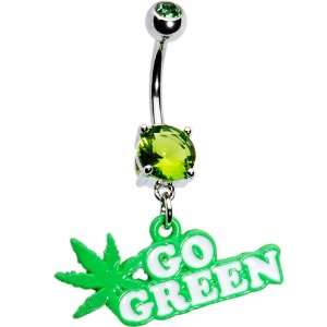  Peridot Gem Go Green Pot Leaf Belly Ring Jewelry