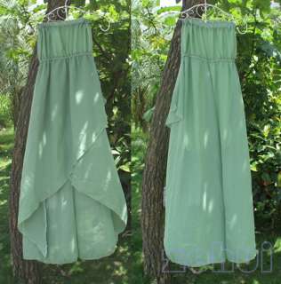 New Green Womens Strapless Temperament Irregular Skirt Gauze Long Maxi 
