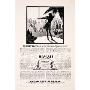  1929 Ad Hawaii Tourist Bureau Hula Dancer Matson Cruise 