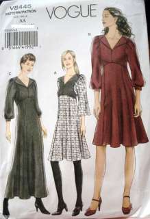   Vogue UNCUT V8445 Sewing Pattern Empire Waist Flared Dress Size 6 8 10