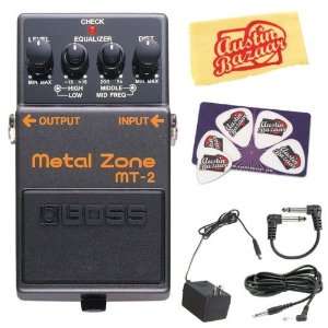  Boss MT 2 Metal Zone Pedal Bundle with AC Adapter, 10 Foot 