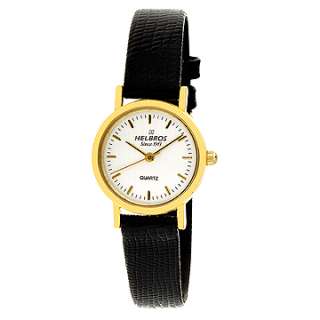 Helbros Ladies Quartz Black Strap/Silver Dial Watch  
