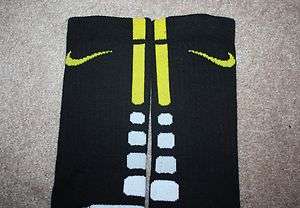 Nike Elite Basketball Socks Small, Medium, Large Black w/ Yellow 
