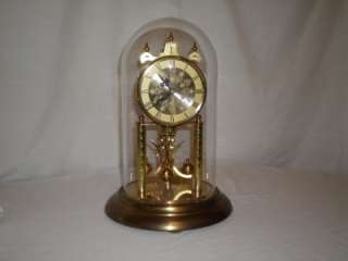   SIMONSWALD West German Key Wind Glass Dome Clock Vintage PARTS/REPAIR