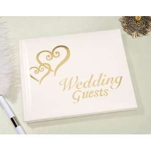  White and Gold Hearts Guest Book: Home & Kitchen