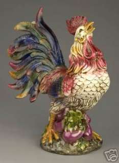 MULTI COLORED* VERY LARGE* PORCELAIN ROOSTER  