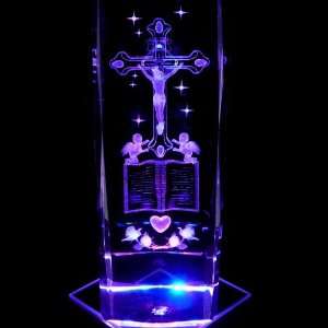 Christ with Angels 3D Laser Etched Crystal includes Two Separate LEDs 