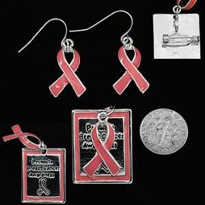 : Breast Cancer/Pink Ribbon Pendant/Earrings ~ Promote Breast Cancer 