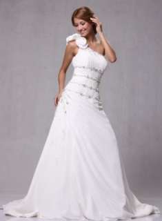   : W77 Satin Chiffon One Shoulder Bridal Wedding Formal Gown: Clothing