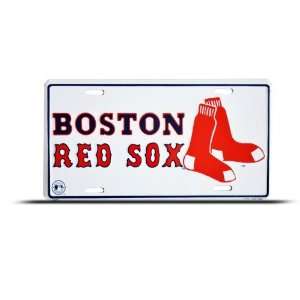   Red Sox Socks Mlb Metal Sport License Plate Wall Sign Tag Automotive