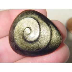  Hand Carved Mexican Gold Sheen Obsidian Freeform Cabochon 