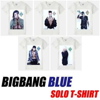   Blue Solo T shirt, K pop BIGBANG G dragon Taeyang TOP Daesung Seungri