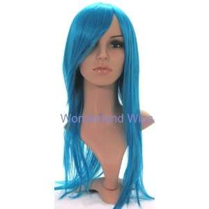  Long Bright Blue Turquoise Coloured Wig   Layered Straight Blue 