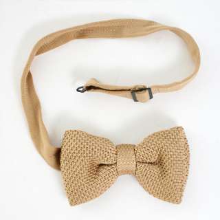   Mens Tuxedo double layered waffle knit Pre Tied Beige Bow Tie  