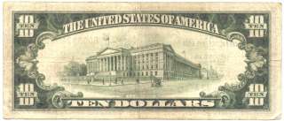 US CURRENCY 1929 $10 DOLLAR FEDERAL RESERVE NOTE NEW YORK FRN VF FR 