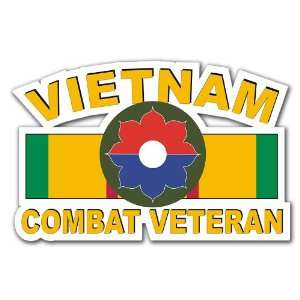 US Army 9th Infantry Division Vietnam Combat Veteran with Ribbon Decal 
