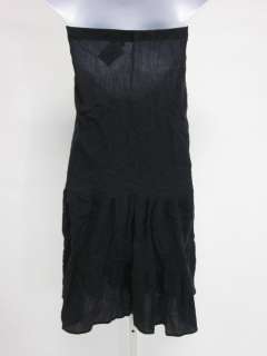 BAGS Black Cotton Strapless Knee Length Dress Small  