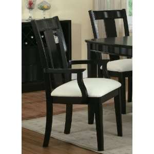   Dining Arm Chairs White Fabric Chocolate Brown Finish: Home & Kitchen