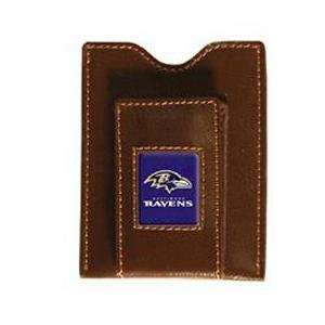  Baltimore Ravens Brown Leather Money Clip with Cardholder 