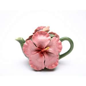  Fine Porcelain Hibiscus Teapot