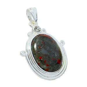  Red Spot Moss Agate Gemstone Silver like Jewelry Pendant 