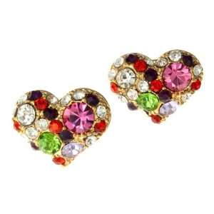  Colorful Sweet Love Heart Post Earrings: Jewelry